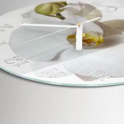 Nástěnné hodiny skleněné kulaté Orchidej