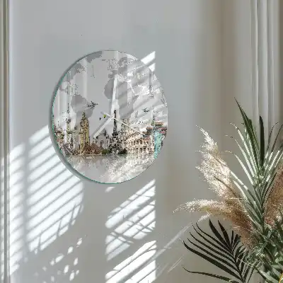 Kulaté skleněné hodiny na zeď Svět