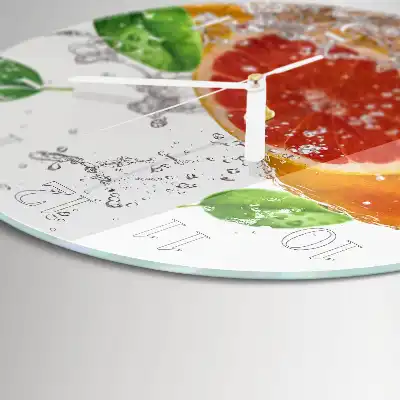 Hodiny s fotkou skleněné kulaté Grapefruit