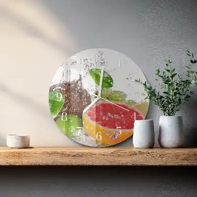 Nástěnné hodiny skleněné kulaté Ovoce