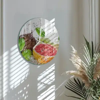 Nástěnné hodiny skleněné kulaté Ovoce