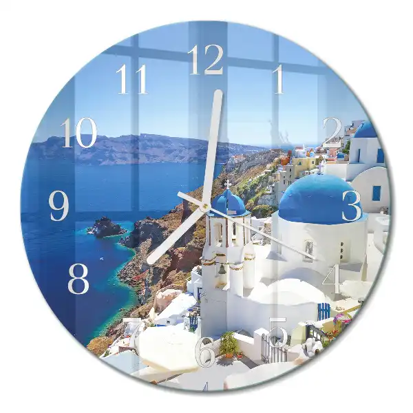 Kulaté skleněné hodiny na stěnu Santorini