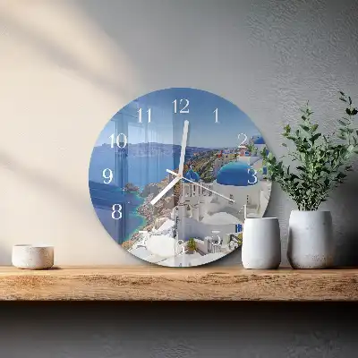 Kulaté skleněné hodiny na stěnu Santorini