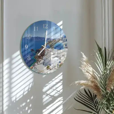 Kulaté skleněné hodiny na stěnu Santorini