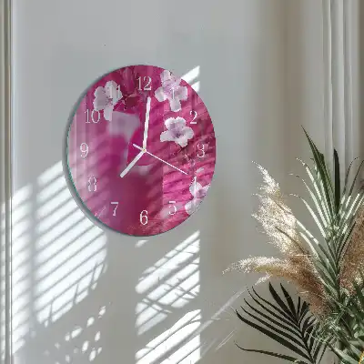Nástěnné hodiny skleněné kulaté Květiny