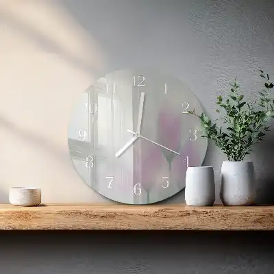 Kulaté skleněné hodiny na zeď Květiny