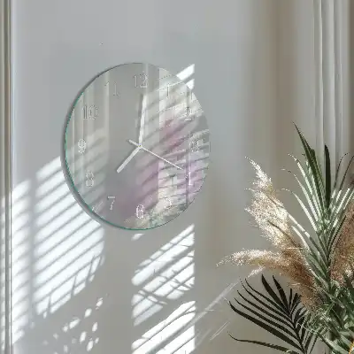 Kulaté skleněné hodiny na zeď Květiny