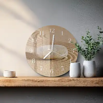 Kulaté skleněné hodiny na stěnu Kamenný písek
