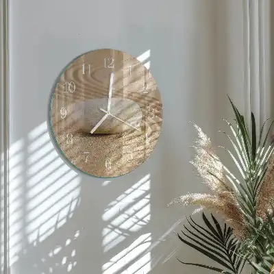 Kulaté skleněné hodiny na stěnu Kamenný písek
