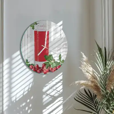Hodiny na skle kulaté Brusinky