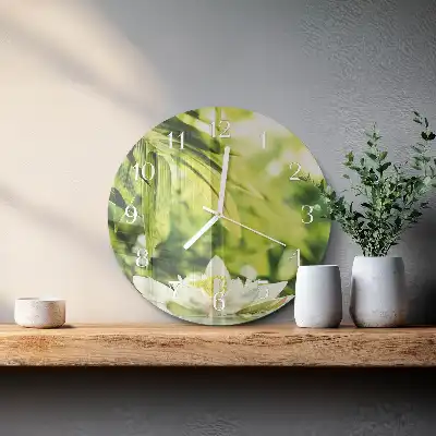 Kulaté skleněné hodiny na zeď Příroda