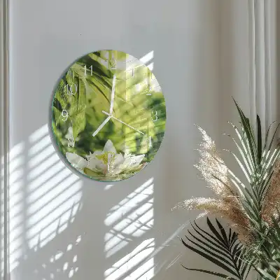 Kulaté skleněné hodiny na zeď Příroda