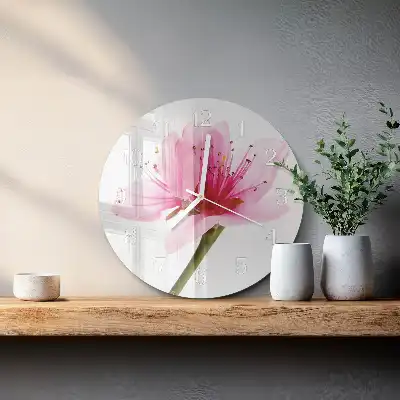 Hodiny s fotkou skleněné kulaté Květ