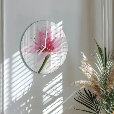 Hodiny s fotkou skleněné kulaté Květ