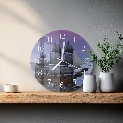 Nástěnné hodiny skleněné kulaté Plachtění