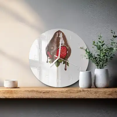 Kulaté skleněné hodiny na zeď Čokoláda
