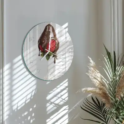 Kulaté skleněné hodiny na zeď Čokoláda