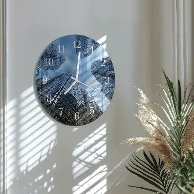 Hodiny s fotkou skleněné kulaté Skleněné budovy