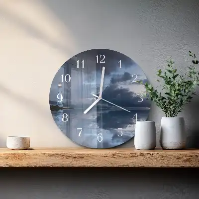 Hodiny na skle kulaté Maják