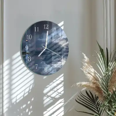 Hodiny na skle kulaté Maják