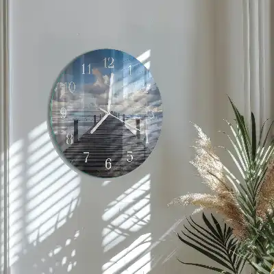 Kulaté skleněné hodiny na stěnu Most