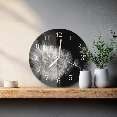 Nástěnné hodiny skleněné kulaté Pampeliška