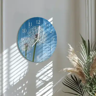 Kulaté skleněné hodiny na zeď Pampeliška
