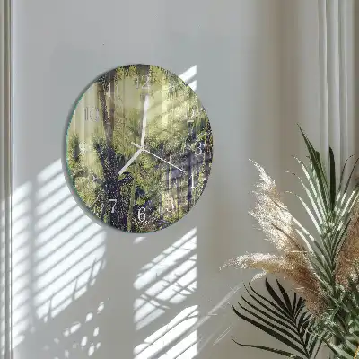 Hodiny na skle kulaté Palmy