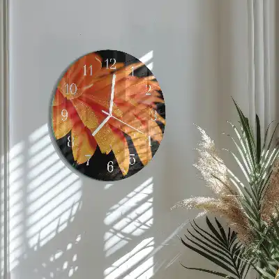 Nástěnné hodiny skleněné kulaté Gerbera