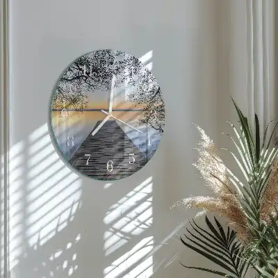 Hodiny na skle kulaté Soumrak