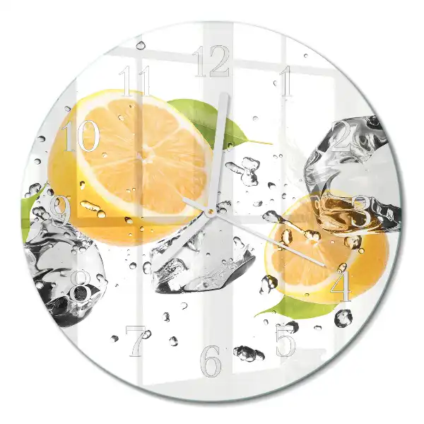Kulaté skleněné hodiny na stěnu Citrus