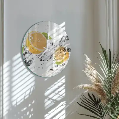 Kulaté skleněné hodiny na stěnu Citrus