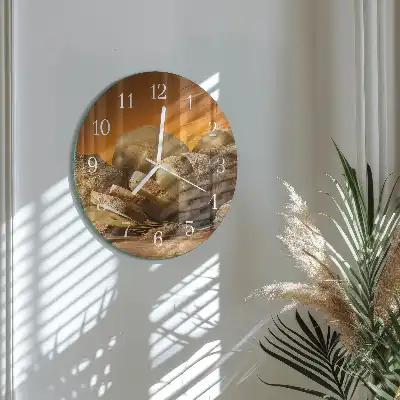 Hodiny na skle kulaté Chléb