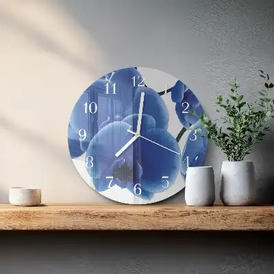 Kulaté skleněné hodiny na zeď Orchidej
