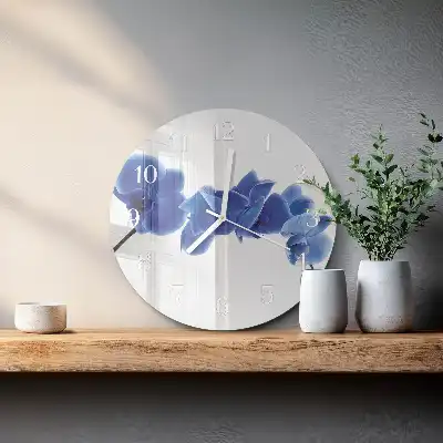 Hodiny s fotkou skleněné kulaté Orchidej