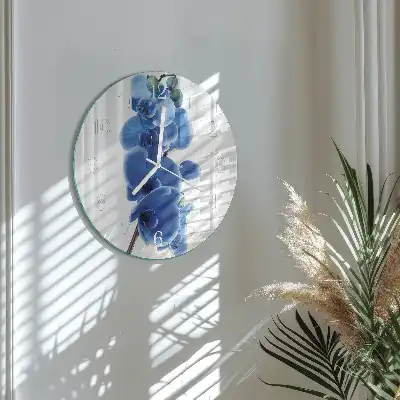 Hodiny na skle kulaté Orchidej