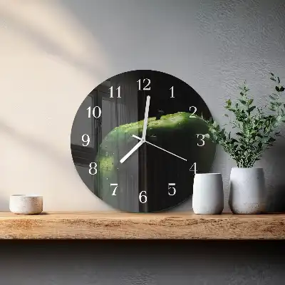 Hodiny s fotkou skleněné kulaté Jablko
