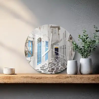 Kulaté skleněné hodiny na stěnu Santorini
