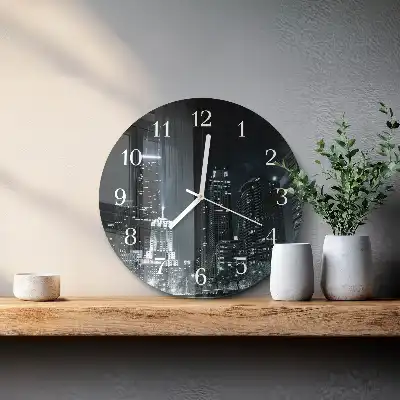Kulaté skleněné hodiny na zeď Město