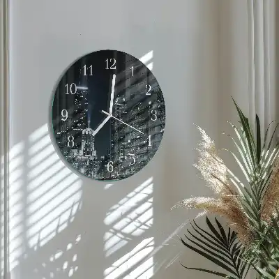 Kulaté skleněné hodiny na zeď Město