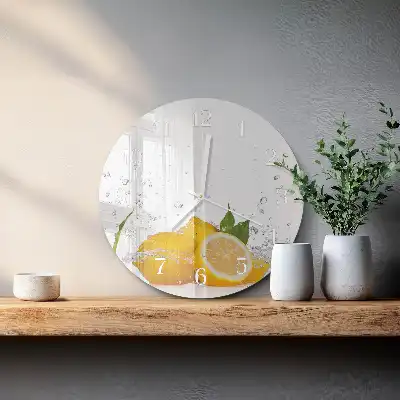 Hodiny na skle kulaté Citrony
