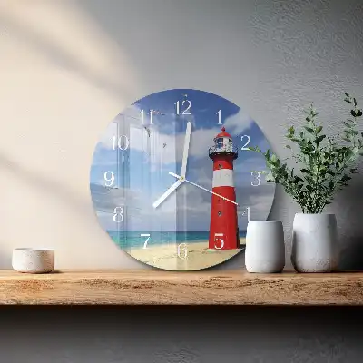 Kulaté skleněné hodiny na zeď Maják