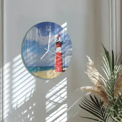 Kulaté skleněné hodiny na zeď Maják