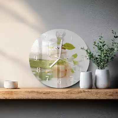 Hodiny s fotkou skleněné kulaté Lázeňské mýdlo