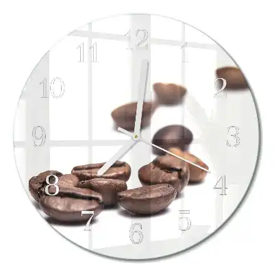 Hodiny s fotkou skleněné kulaté Kávová zrna
