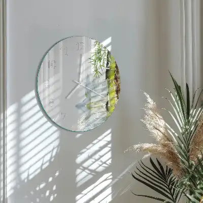 Hodiny na skle kulaté Bambus