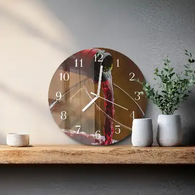 Kulaté skleněné hodiny na stěnu Víno