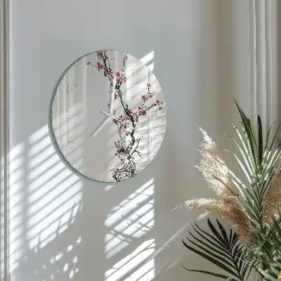 Kulaté skleněné hodiny na zeď Květiny