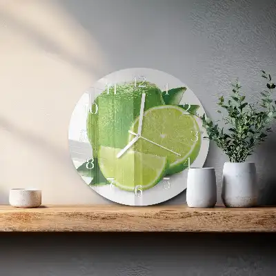 Kulaté skleněné hodiny na zeď Uhličitan vápenatý