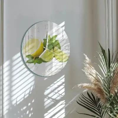 Nástěnné hodiny skleněné kulaté Limetková máta